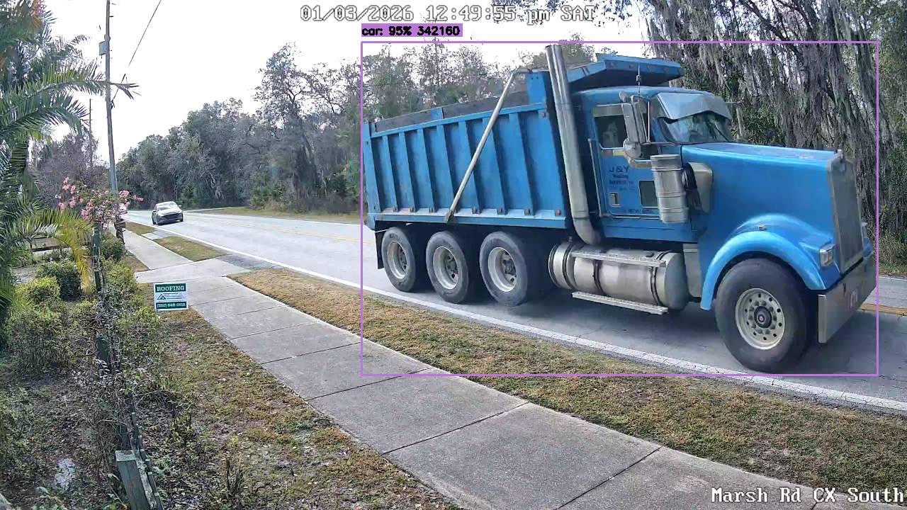 Blue J&Y dump truck riding close to edge on Marsh Road